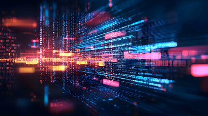 Obraz premium Abstract Digital Data Stream With Glowing Colors