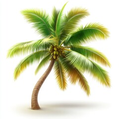 A high palm tree with swaying fronds, isolated on a see-through background, suitable for design layouts