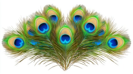 Obraz premium A majestic peacock feather, isolated on a clear background, ready for design layouts