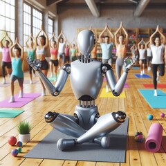Ai robot practicing yoga