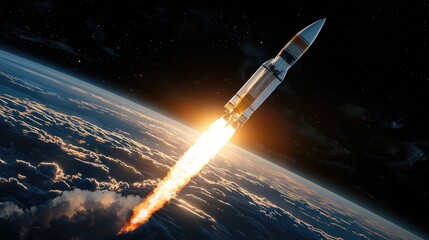 Majestic Rocket Launch Over Earth's Horizon