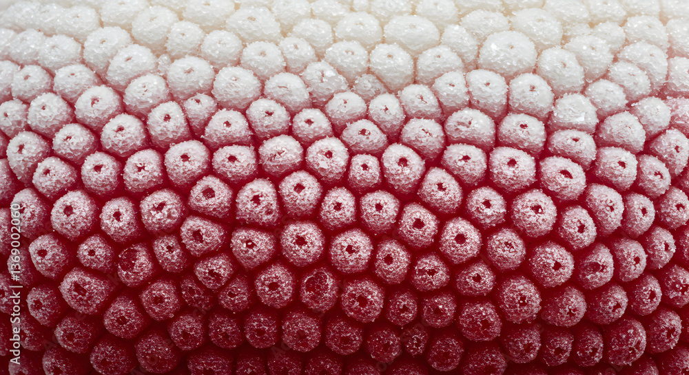Poster abstract berry-like texture with a frosted red and icy white gradient surface