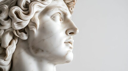 Marble bust, classical style, wavy hair, profile view.
