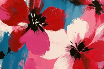 Fototapeta premium Abstract floral painting, vibrant colors, textured brushstrokes, artistic background, home decor