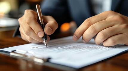 Close-up Realistic Image of Hands Signing Document