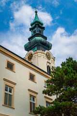 Fototapeta premium View of the castle in Nitra, Slovakia. The core of the castle is Saint Emmeram's Cathedral with the Bishop's residence.