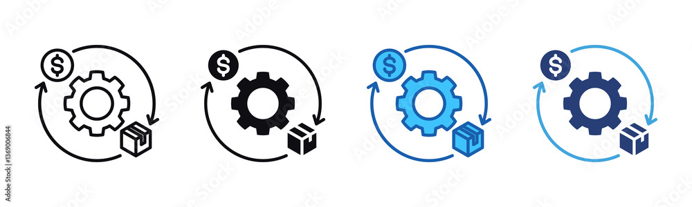 Poster Process Improvement icon sheet multiple style collection