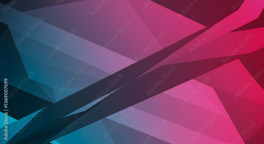 Poster dynamic geometric abstract art with vibrant color gradients and layered shapes