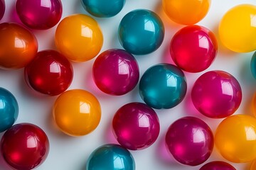 Gumballs arranged separately on a transparent background