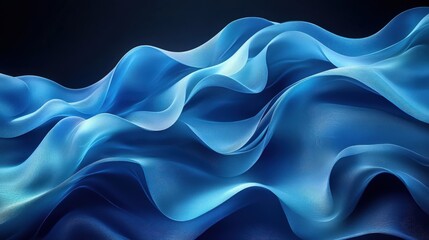 Obraz premium Fluid Waves of Blue Fabric Creating Dynamic Abstract Background