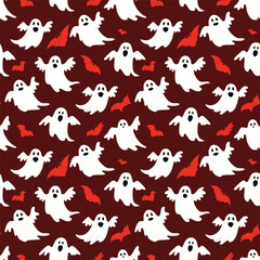 Seamless halloween ghost pattern background