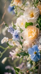 Pastel floral arrangement close-up