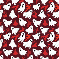 Halloween ghost pattern background vector illustration
