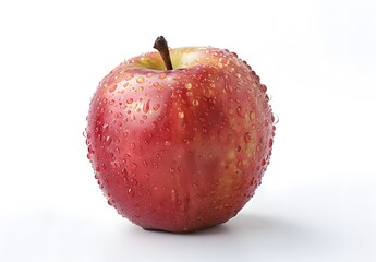 red apple with water drops 