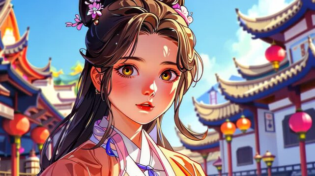 Stunning artwork showcasing the elegance of ancient royalty in vibrant, modern cartoon style. A true visual feast