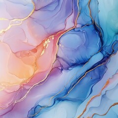 Fototapeta premium Abstract swirling colorful paint marble background with gold