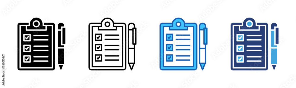 Poster assessment icon sheet multiple style collection