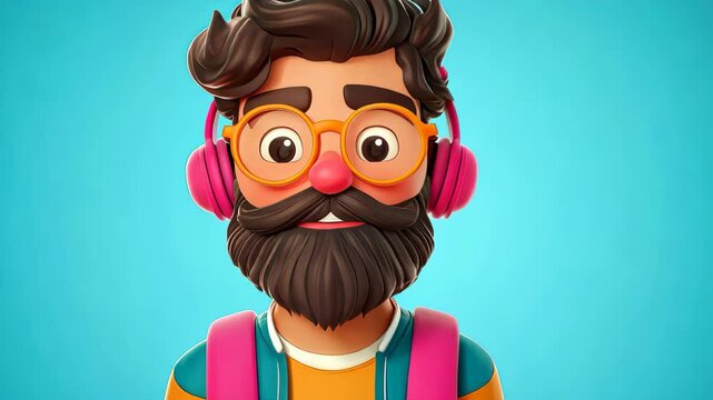 Discover a quirky 3D avatar of a hipster software engineer, designed with a playful cartoon style thats sure to bring a smile