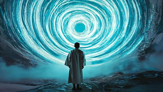 Frames A conceptual representation of hypnosis a person walking toward a glowi a-2, 19067146
