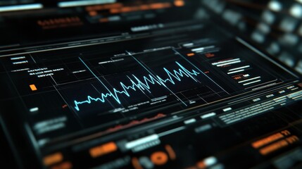 Obraz premium Futuristic HUD with data waveforms