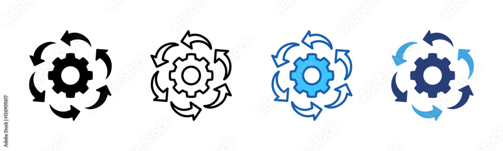 Poster Process icon sheet multiple style collection