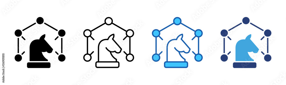 Poster strategy icon sheet multiple style collection