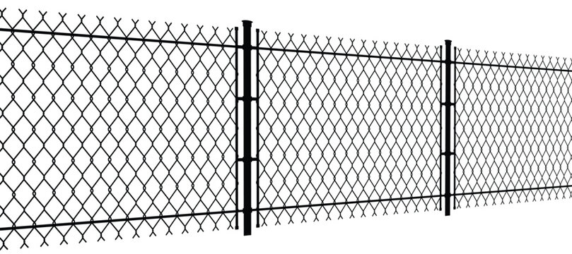 chain link fence with wire on high fidelity minimalistic view industrial concept isolated on transparent background png