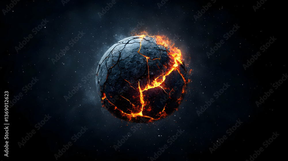 Poster exploding planet in space