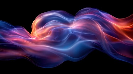 Obraz premium Colorful Light Waves Flowing Across a Black Background in Abstract Art