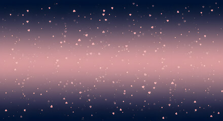 Obraz premium Elegant navy to blush gradient backdrop with gently floating hearts confetti
