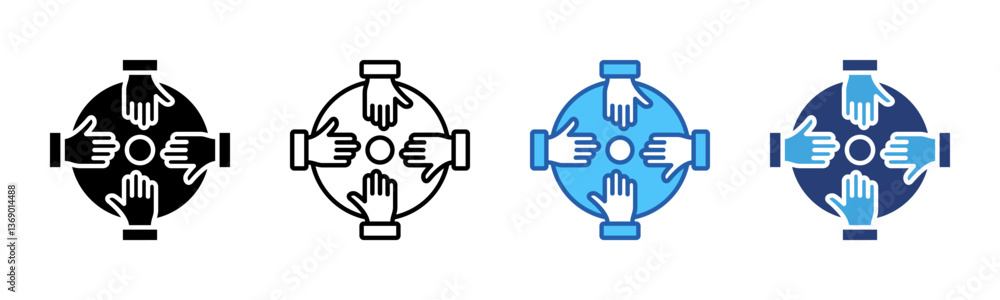 Poster teamwork icon sheet multiple style collection
