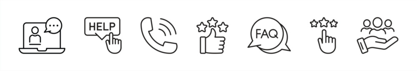 support thin line icon set. contain help, rating, customer service, feedback, quick response icon collections. vector illustration