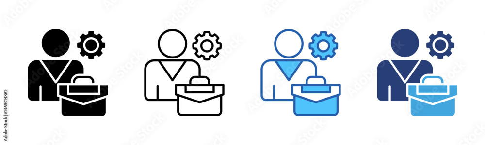 Poster worker icon sheet multiple style collection