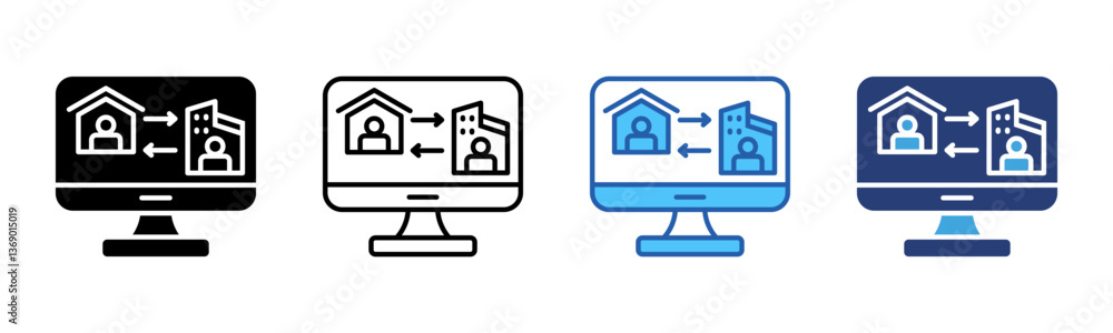 Poster Hybrid Work icon sheet multiple style collection