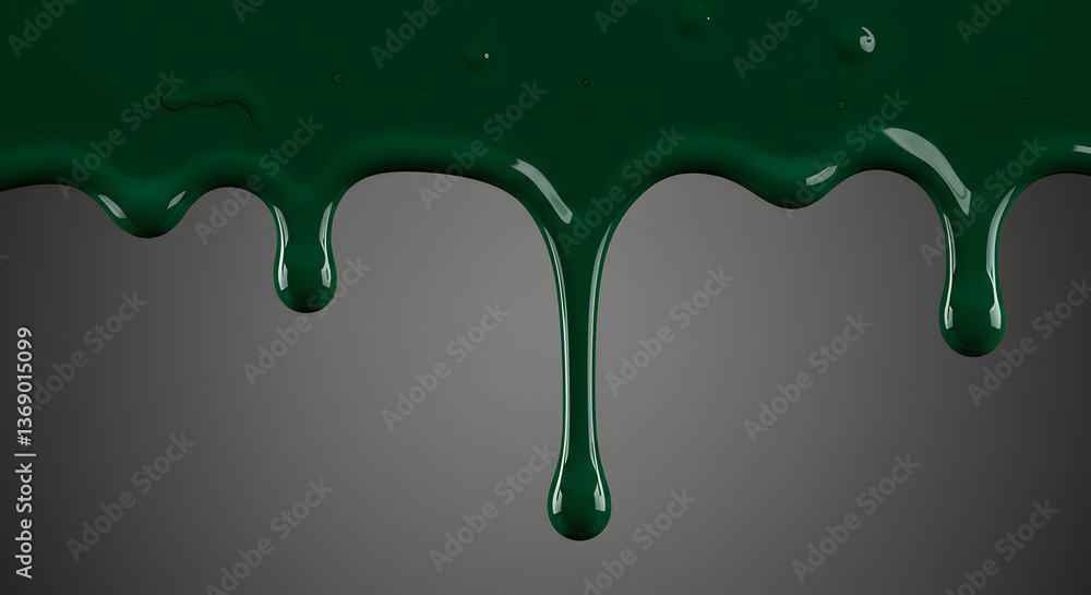 Aufkleber emerald green glossy paint drips vertically creating a flowing design