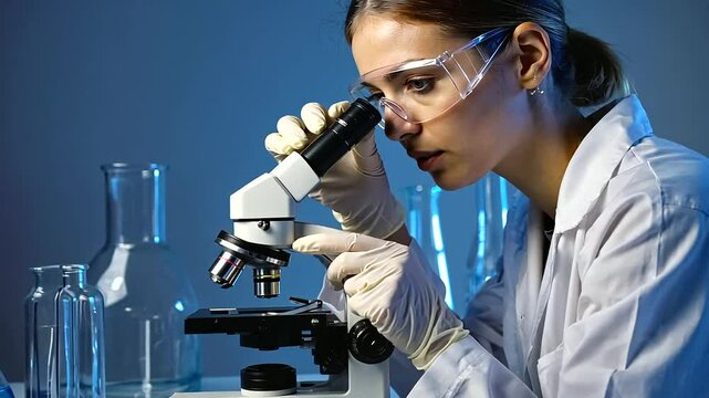 Frames A close-up shot of a researcher wearing gloves, a lab coa s-high-contrast-cool, a-2, 28547739