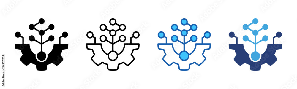 Poster technology icon sheet multiple style collection