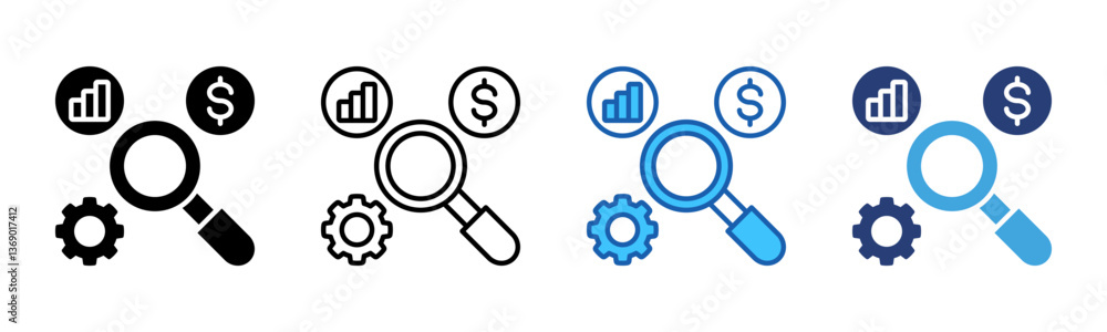 Poster research icon sheet multiple style collection