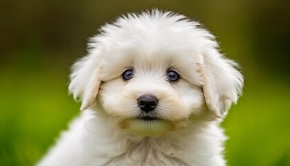 Fototapeta premium Small White Puppy Cut Out Cleanly Against a Void to Showcase Its Fluffy Fur