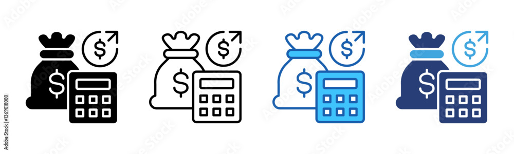Poster expenses icon sheet multiple style collection