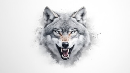 Powerful wolf portrait, detailed head shot