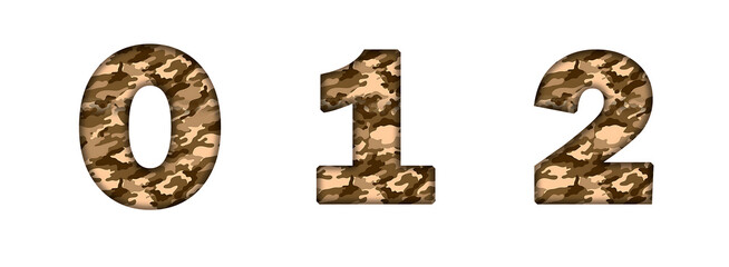 0, 1, 2, 3 Desert Camouflage Camo Army Military Number letter text typography font copy transparent
