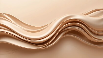 Elegant Abstract 3D Fluid Waves in Nude Beige Tones &ndash; Luxury Smooth Texture Background