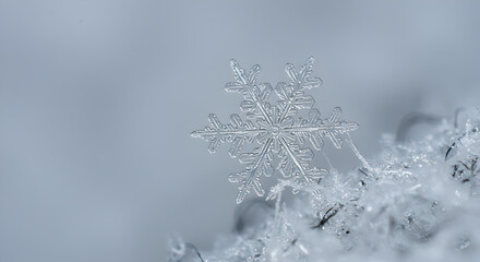 Exquisite Macro Shot Revealing the Intricate Beauty of a Single Snowflake