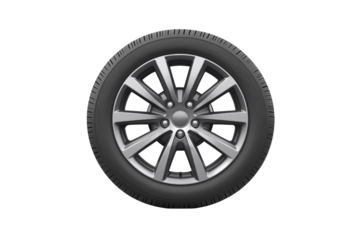 Close up of a tire with the brand name Bridgestone on it, isolated