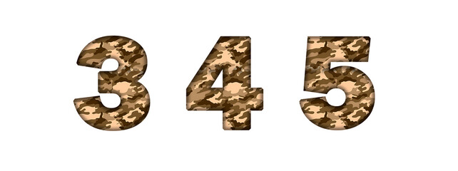 3, 4, 5, 6  Desert Camouflage Camo Army Military Number letter text typography font copy transparent