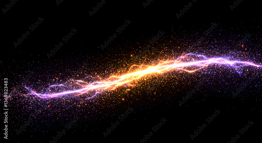 Poster sparkling cosmic ray: a mesmerizing blend of light and energy particle streams