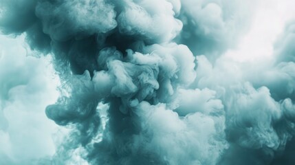 Abstract teal and white smoke clouds