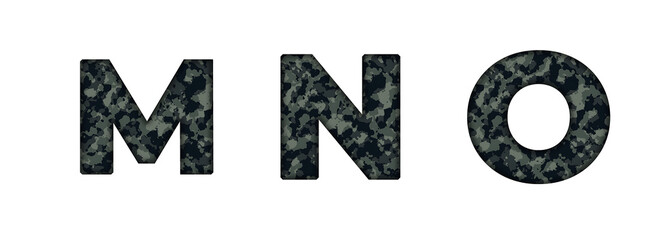M, N, O  Camouflage pattern Camo Military Army Military Alphabet letter text typography font copy transparent