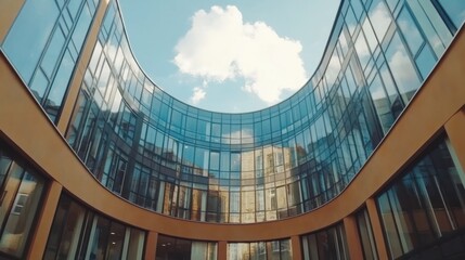 Obraz premium Curved glass building courtyard